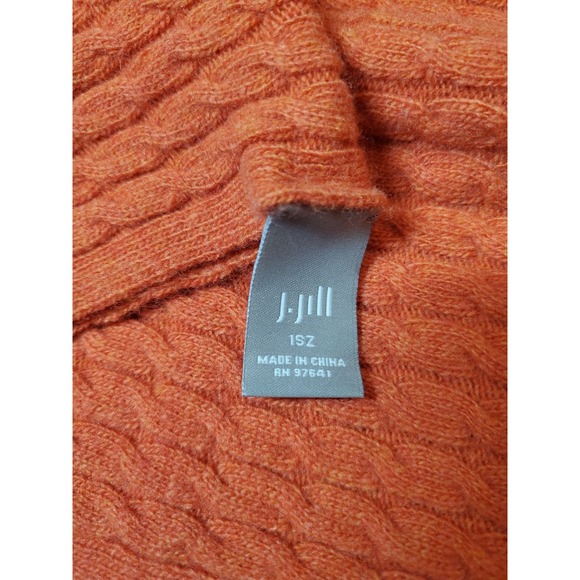 J. Jill Cable Knit Scarf Orange Wool Nylon Cashmere Blend Womens 76x19 Large - Picture 4 of 5